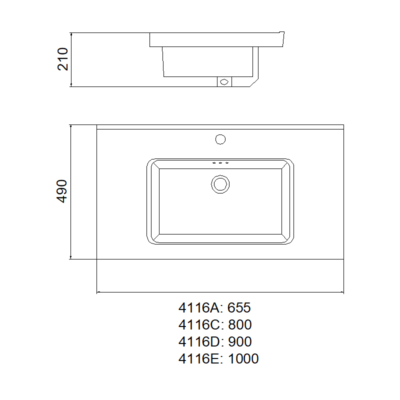 4116D Vanity Top | Cabinet Basin | Cabinet Sink