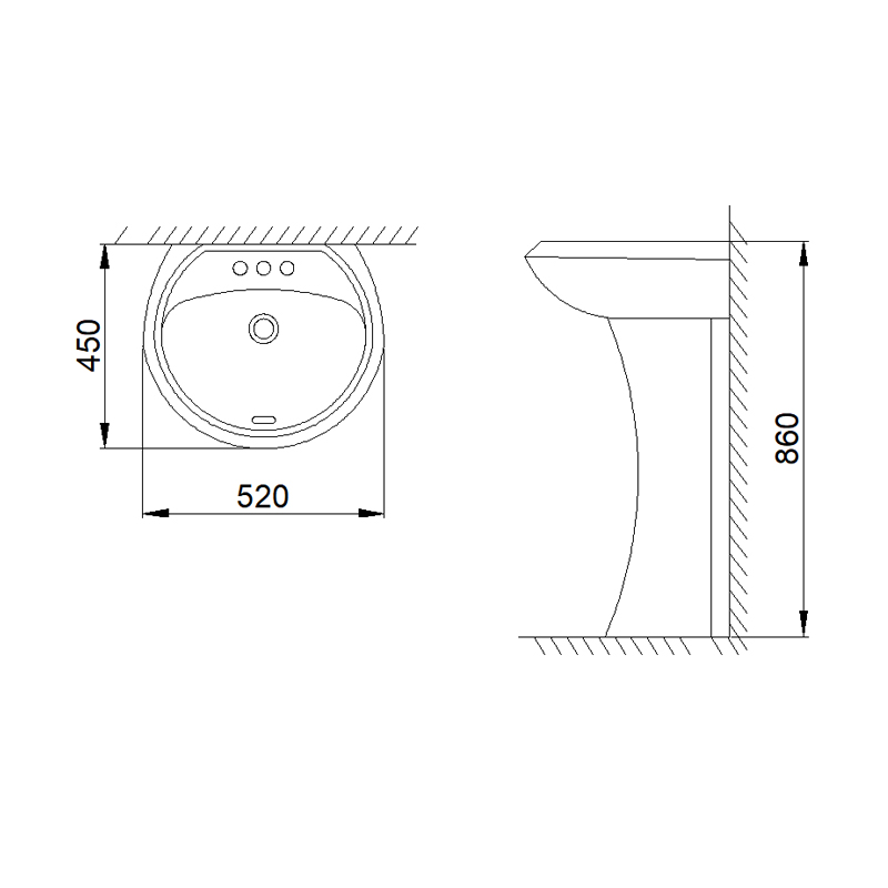 3002 Pedestal Sink | Pedestal Basin | Bathroom Sink
