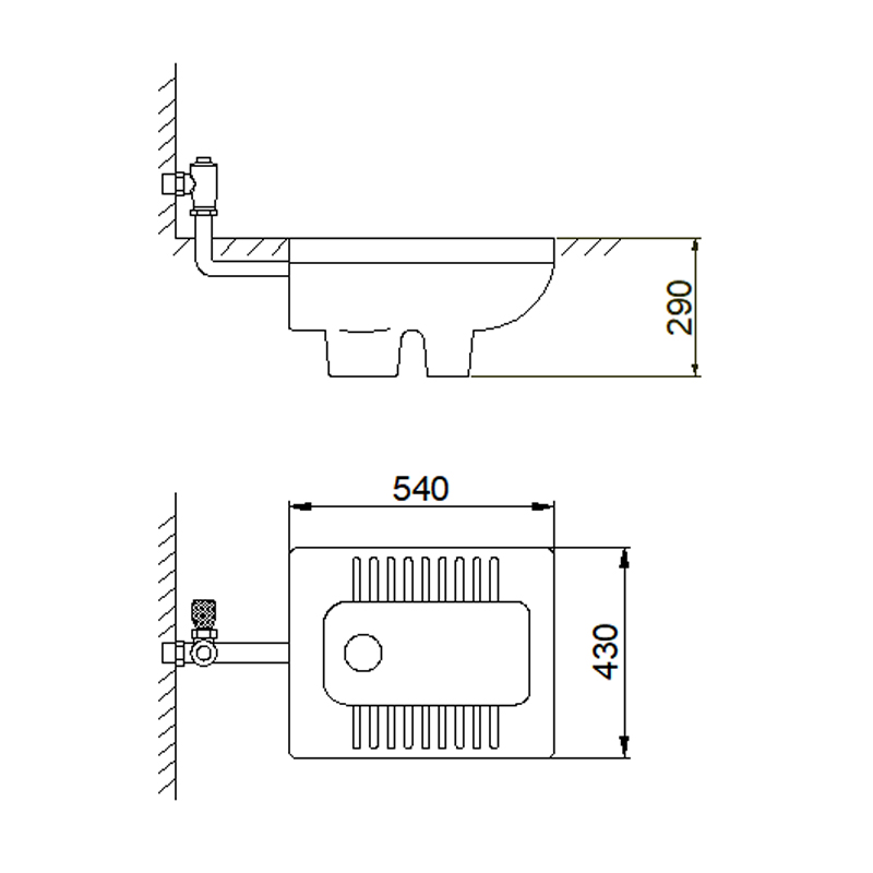 5002 Ceramic Squatting Pan with Trap