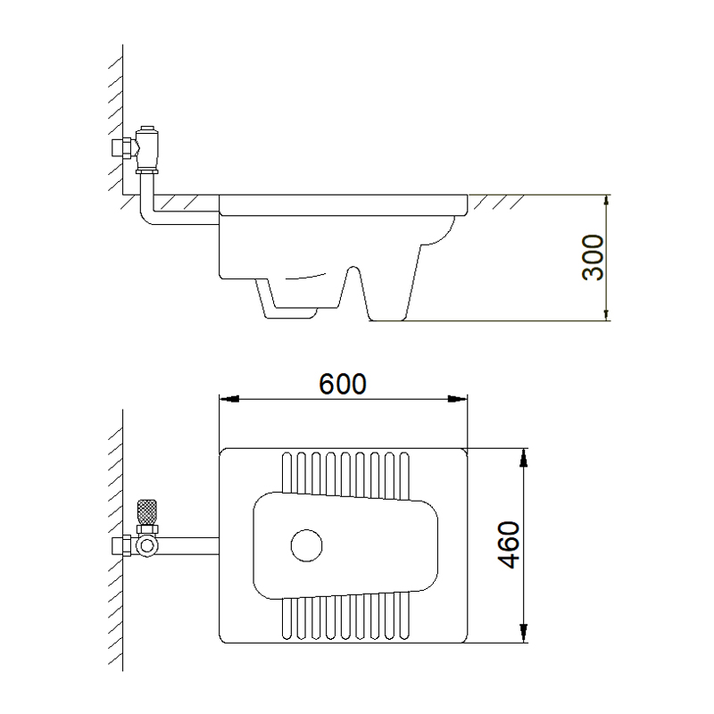 5003 Ceramic Squatting Pan with Trap
