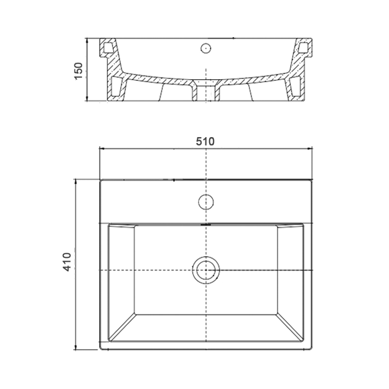 4308 Console Sink | Semi-countertop Sink | Ceramic Basin