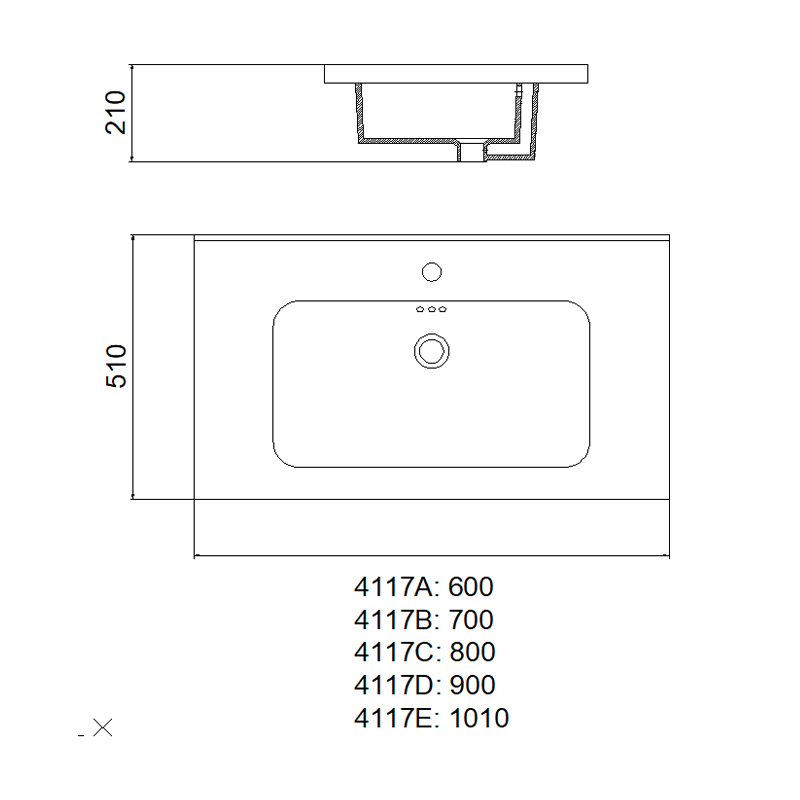4117C Vanity Top | Cabinet Basin | Cabinet Sink