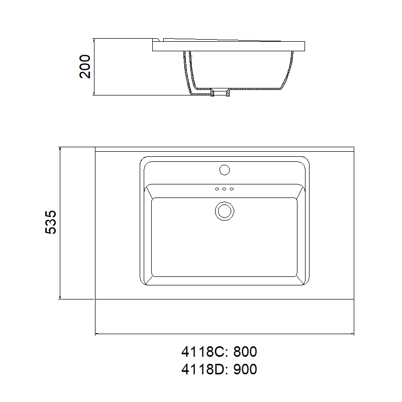 4118D Vanity Top | Cabinet Basin | Cabinet Sink