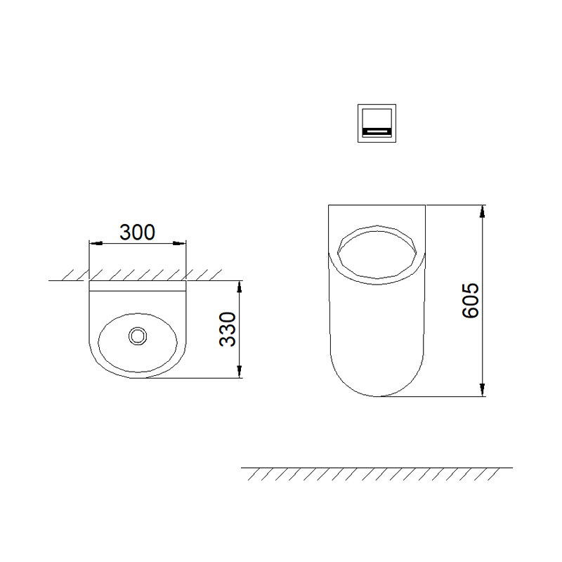 6005 Ceramic Wall-mounted Urinal with Sensor